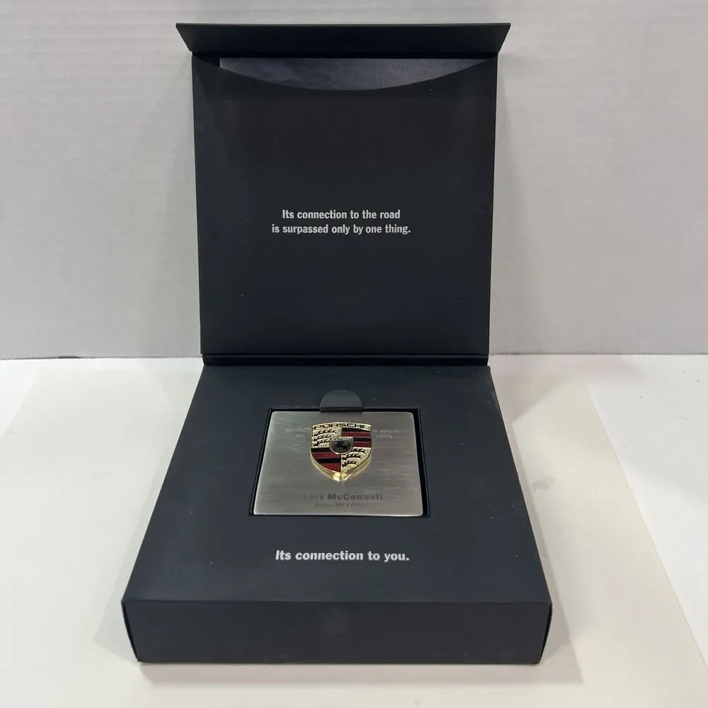 Official Porsche Family Welcome Crest Pylon Paperweight with Presentation Box